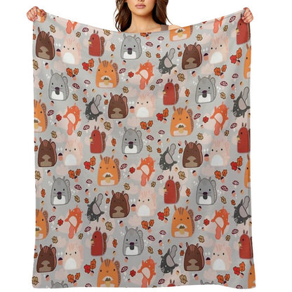 Kawaii Squirrels Throw Blanket