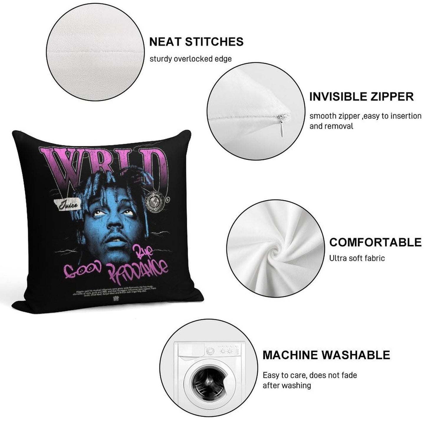 Juice WRLD Halftone Soft Style Accent Throw Pillow