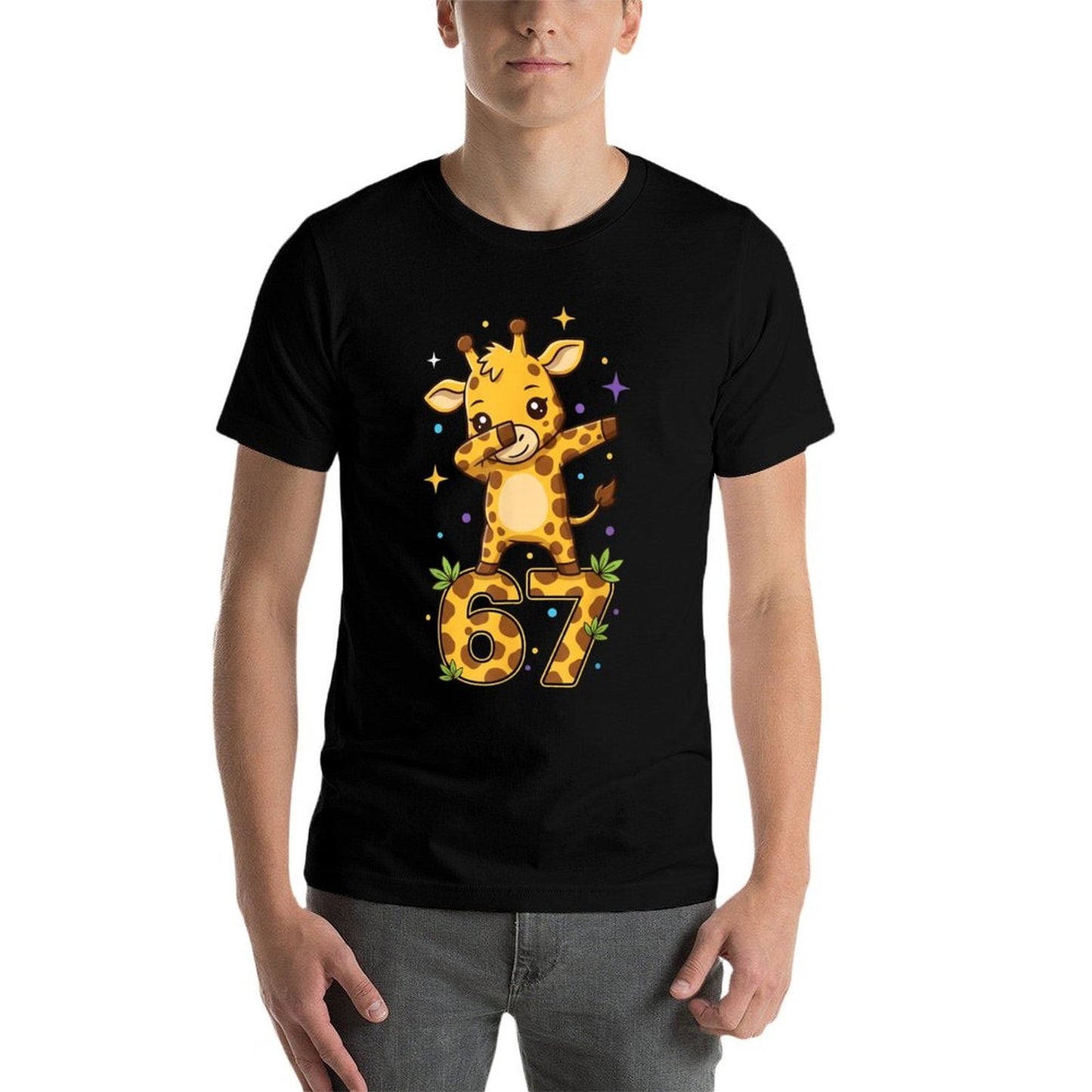 Dabbing Giraffe 67 Funny Six Seven Gen Z Slang Meme Cute  High-quality Stitching T-Shirt
