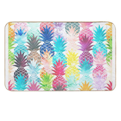 Hawaiian Pineapple Pattern Tropical Watercolor  Multi-Purpose Bath Mat