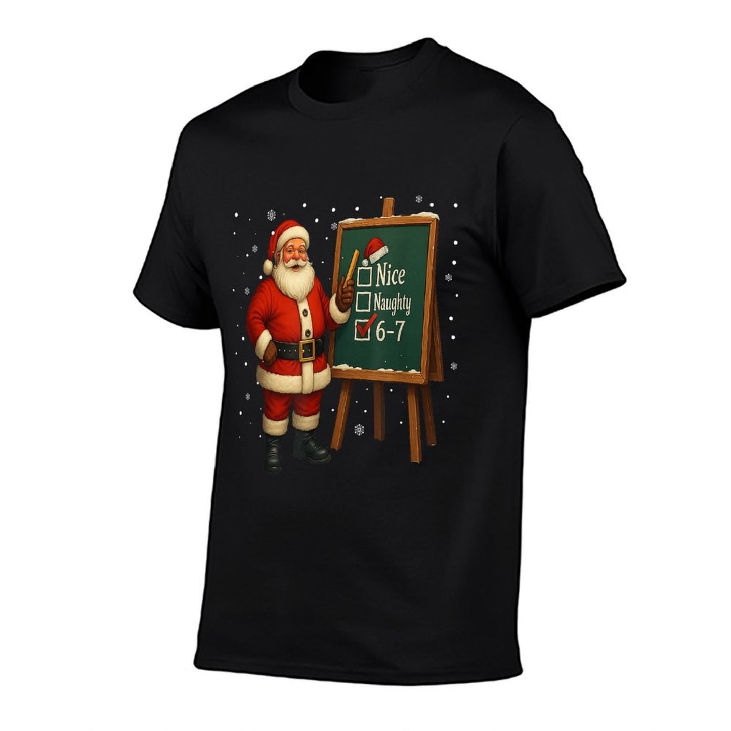 Santa 6-7 Meme Nice Naughty 67 Christmas Brain Rot Funny Comfortable T-Shirt