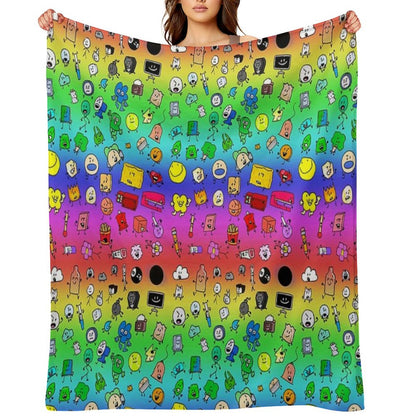 BFDI All Characters (Rainbow) Throw Blanket