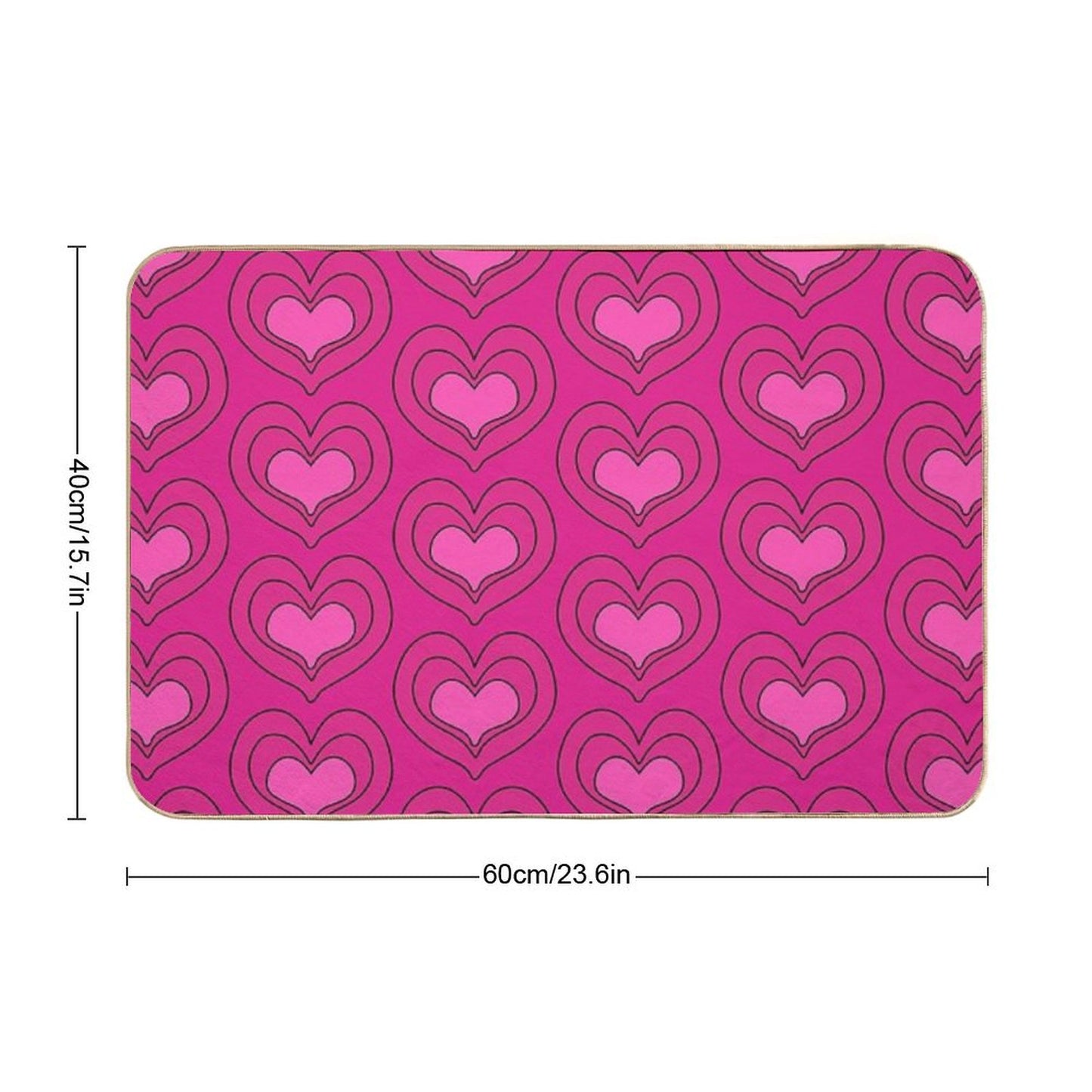 Heart Pattern Pink Magenta And Black Bath Mat