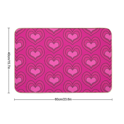 Heart Pattern Pink Magenta And Black Bath Mat