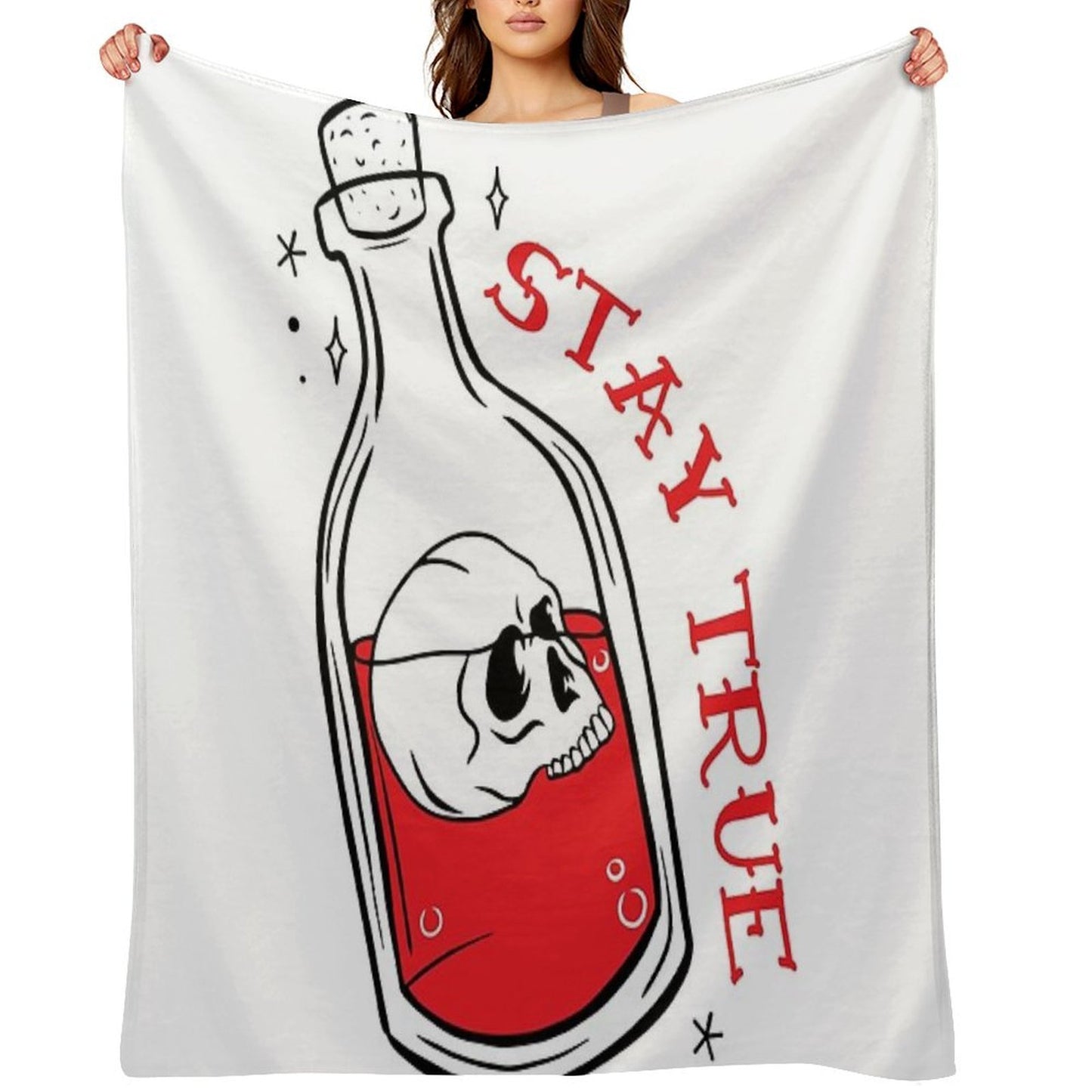 Stay True Skeleton in A Bottle Throw Blanket