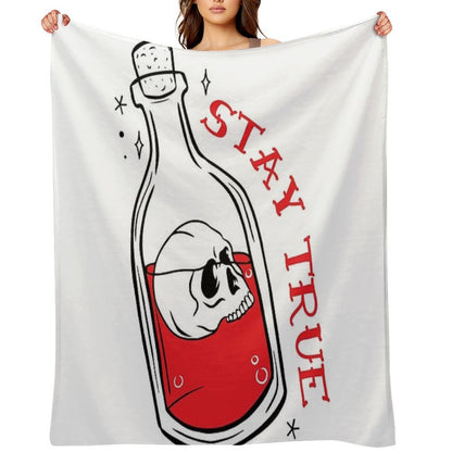 Stay True Skeleton in A Bottle Throw Blanket