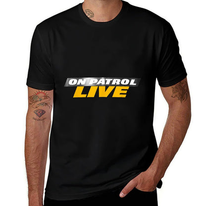 On Patrol Live Black Modern Crew Neck Logo - Small - Unisex-Adults, Unisex-Kids  Trendy Pattern T-Shirt