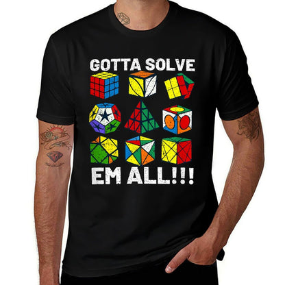 Competitive Puzzle Cube Gotta Solve Em All Speed Cubing  Cotton T-Shirt