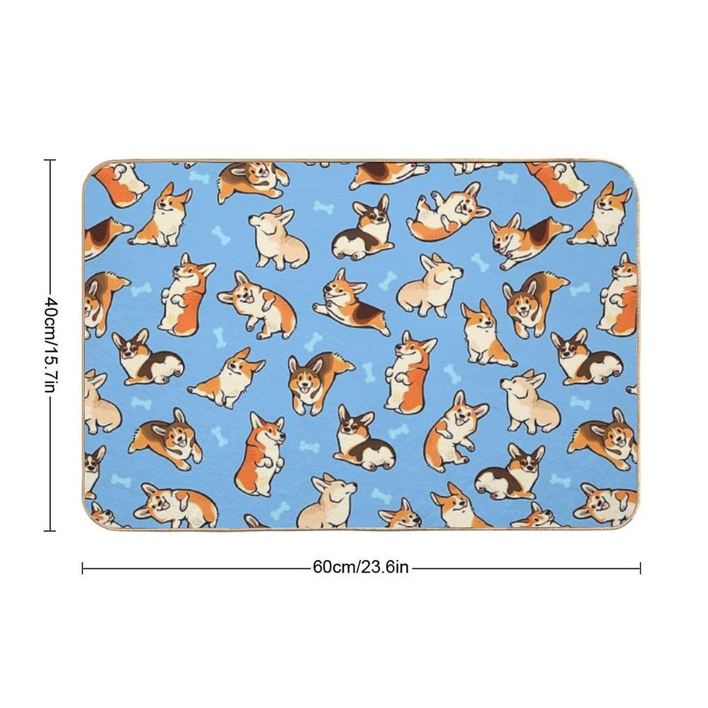 Jolly Corgis in Blue  Rapid-Drying Bath Mat