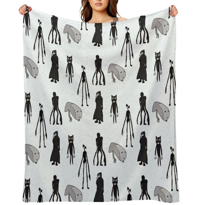 Siren Head, Breaking News, Witch Dr, Bridge Worm, Cartoon Cat Throw Blanket