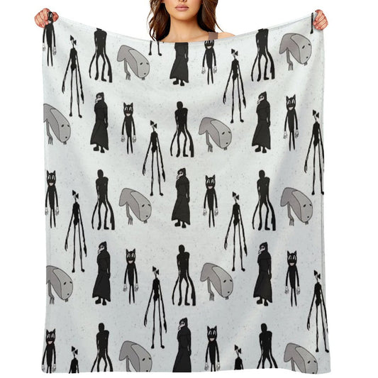 Siren Head, Breaking News, Witch Dr, Bridge Worm, Cartoon Cat Throw Blanket