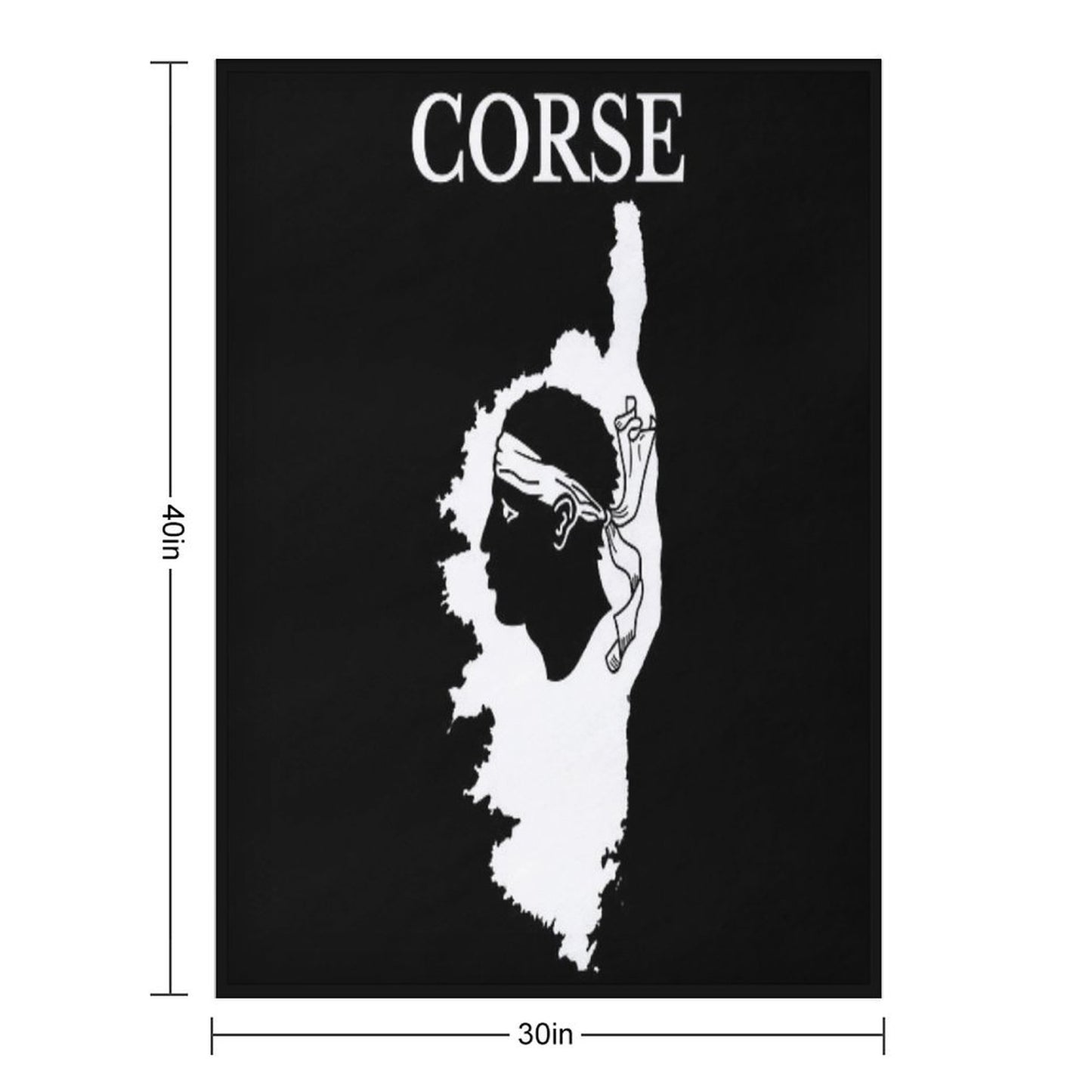 Corsica (Corse) Map, France, French Region. Throw Blanket