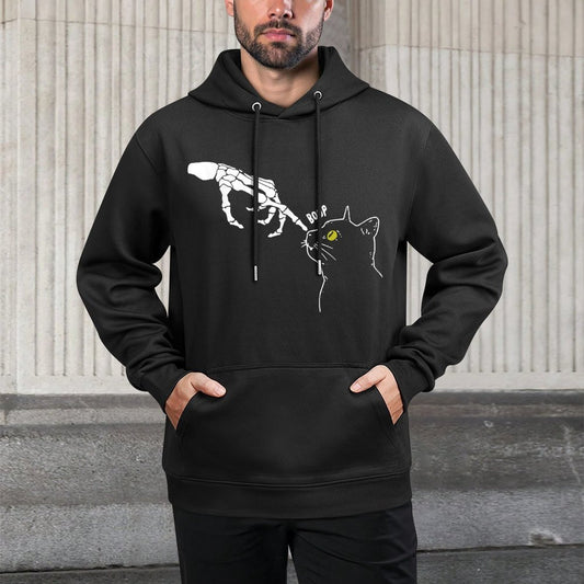 Halloween Skeleton Hand Cat Boop Funny Costume Cat Lovers Adjustable Hood Hoodie