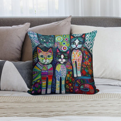 Quirky Cats Soft High-Density Material Throw Pillow