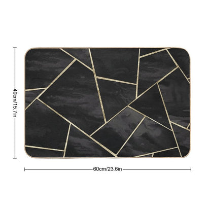 Dark Black Ink Gold Geometric Glam #1 #geo #decor #art Bath Mat