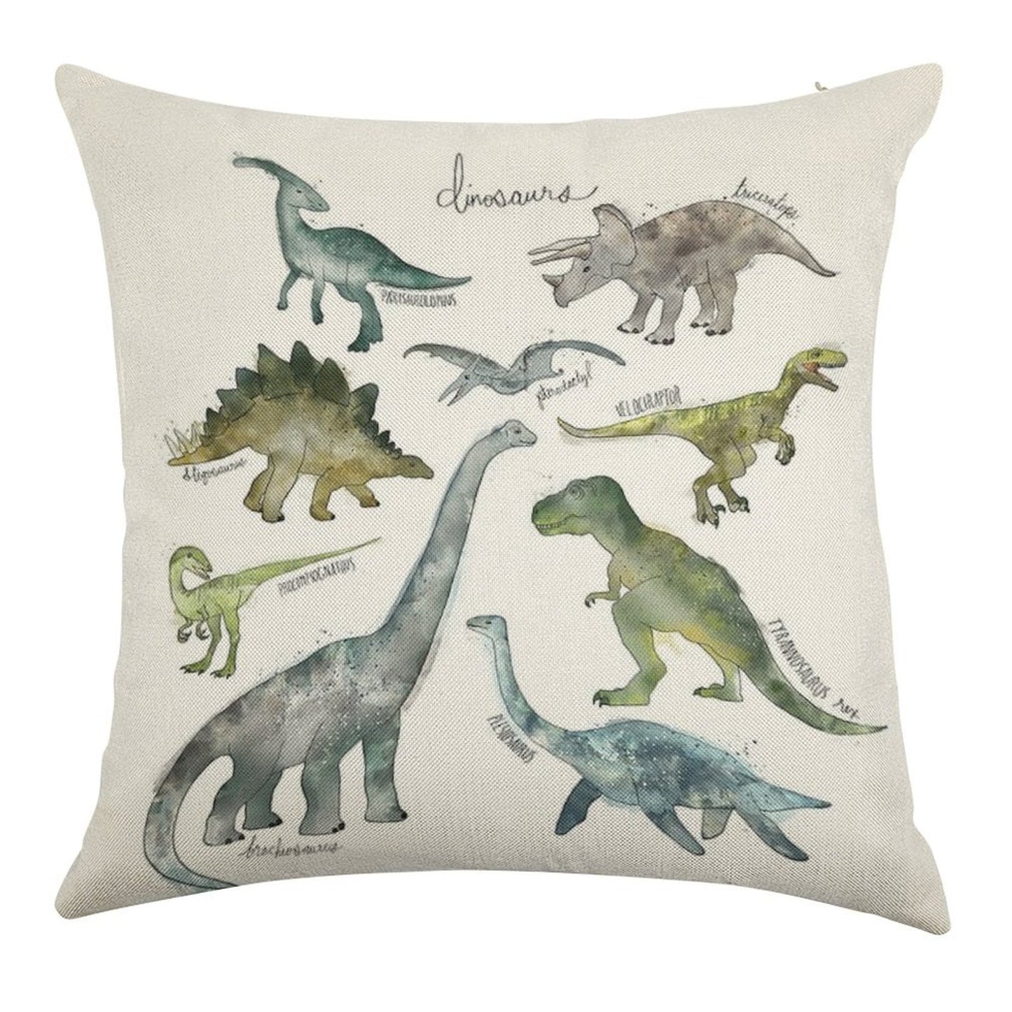 Dinosaurs Linen Throw Pillow Cover