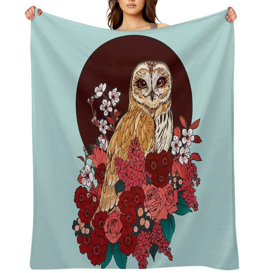 Owl Floral Eclipse Throw Blanket