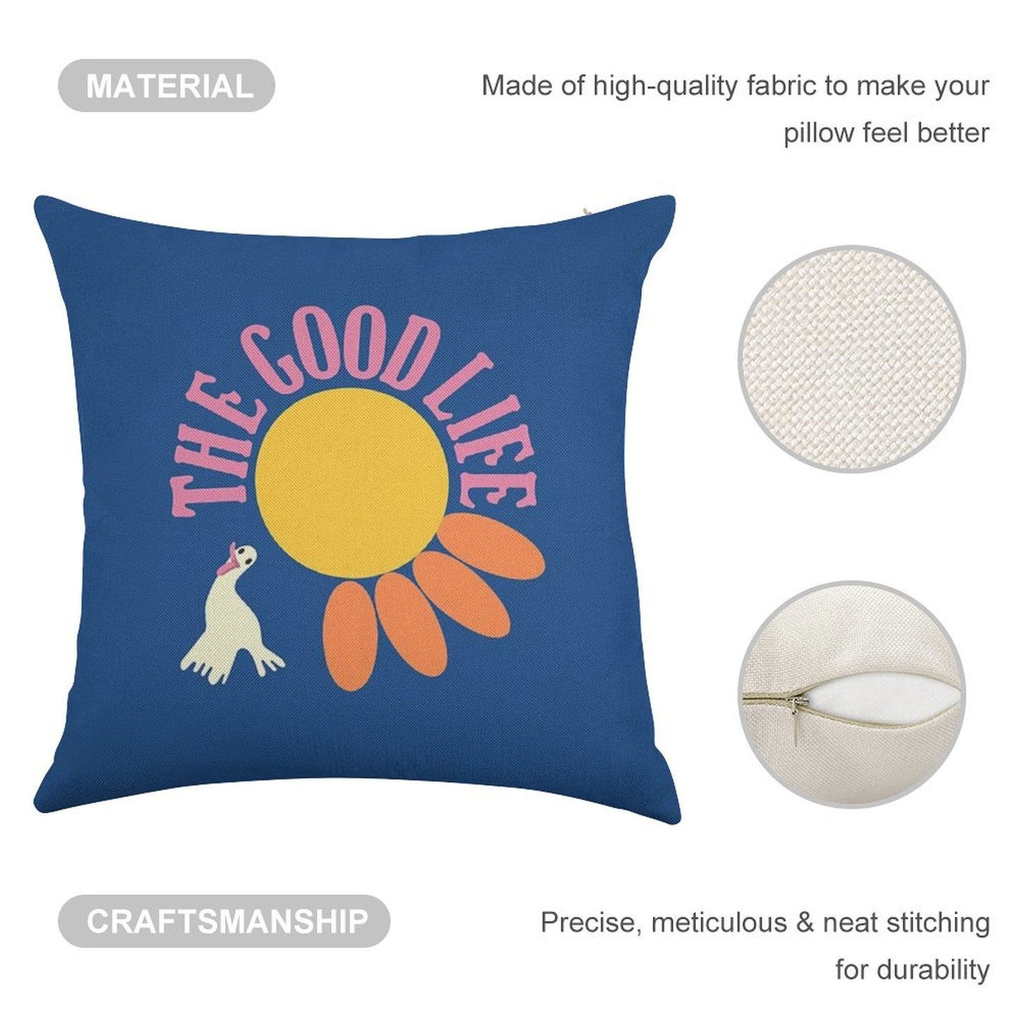 The Good Life Linen Throw Pillow Cover