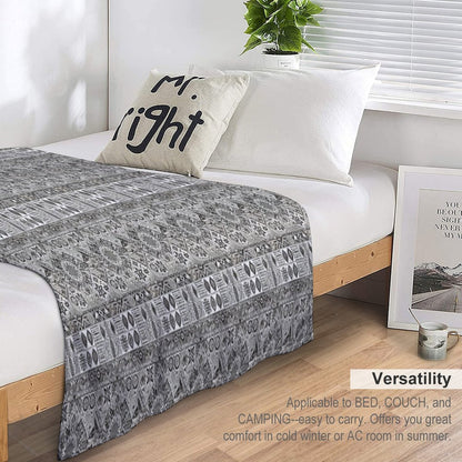 Geometric Tribal Pattern Detailed Monochromatic Art Throw Blanket