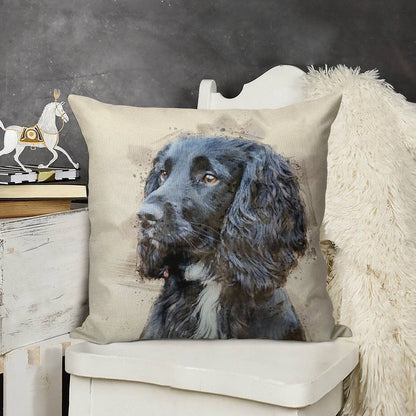 Autumnal Spaniel Linen Throw Pillow Cover