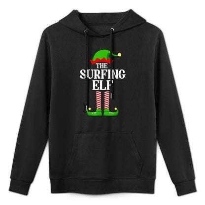 Surfing Elf Family Matching Group Funny Christmas Breathable Fabric Hoodie