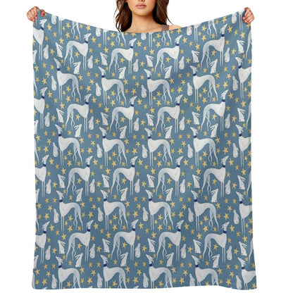 Galgo, Hare And Stars Throw Blanket