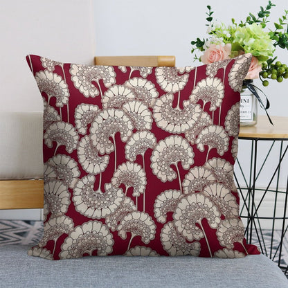 Florence Broadhurst Inspired Design - Red Linen Throw Pillow Cover