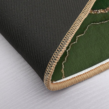 Emerald Green Faux Malachite Marble Bath Mat