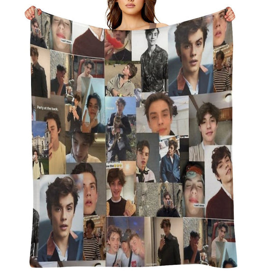 Louis Partridge Collage Phone Case Throw Blanket