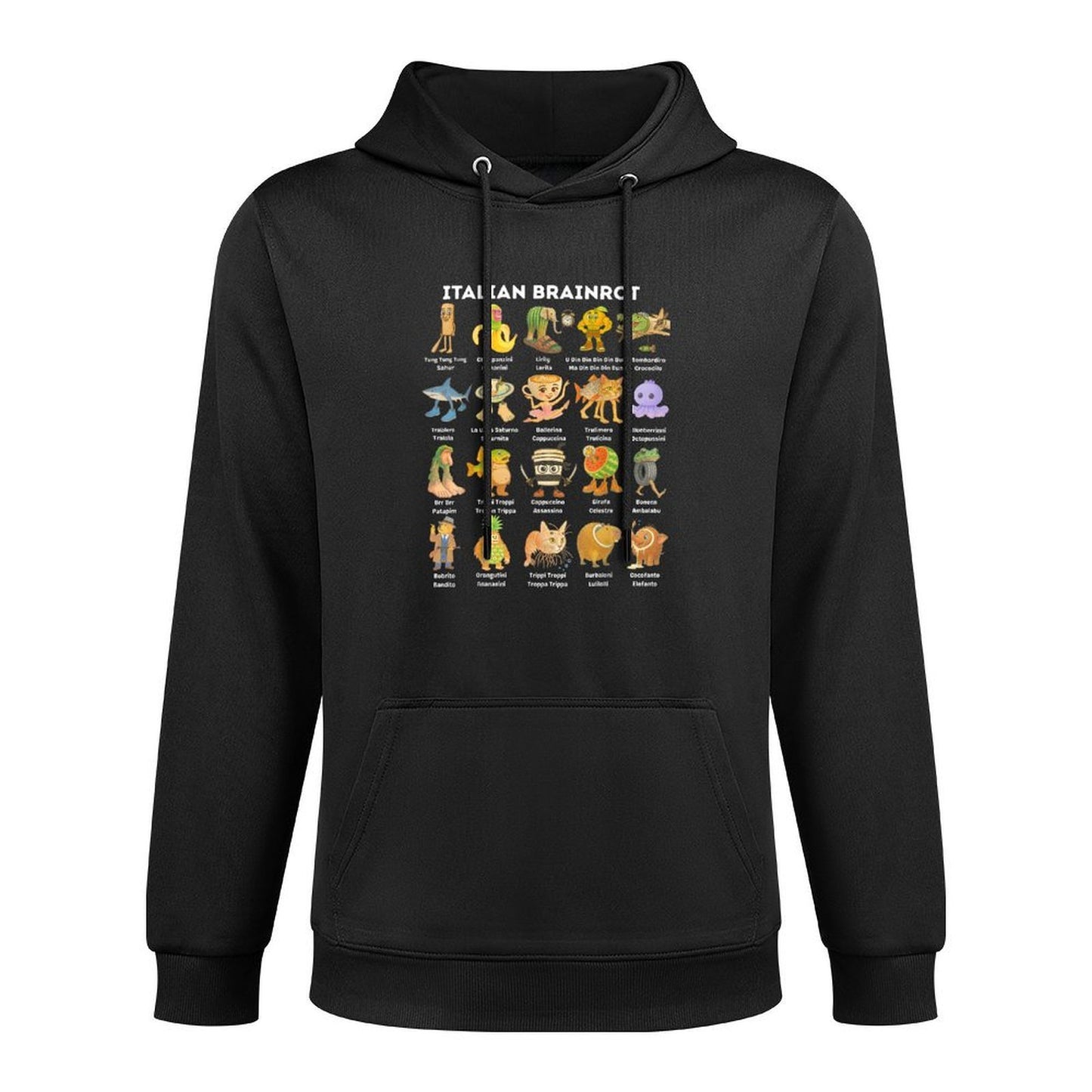 Types of Italian Brainrot Meme Character Hand Drawn for Kids Adjustable Hood Hoodie