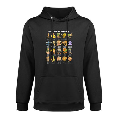 Types of Italian Brainrot Meme Character Hand Drawn for Kids Adjustable Hood Hoodie