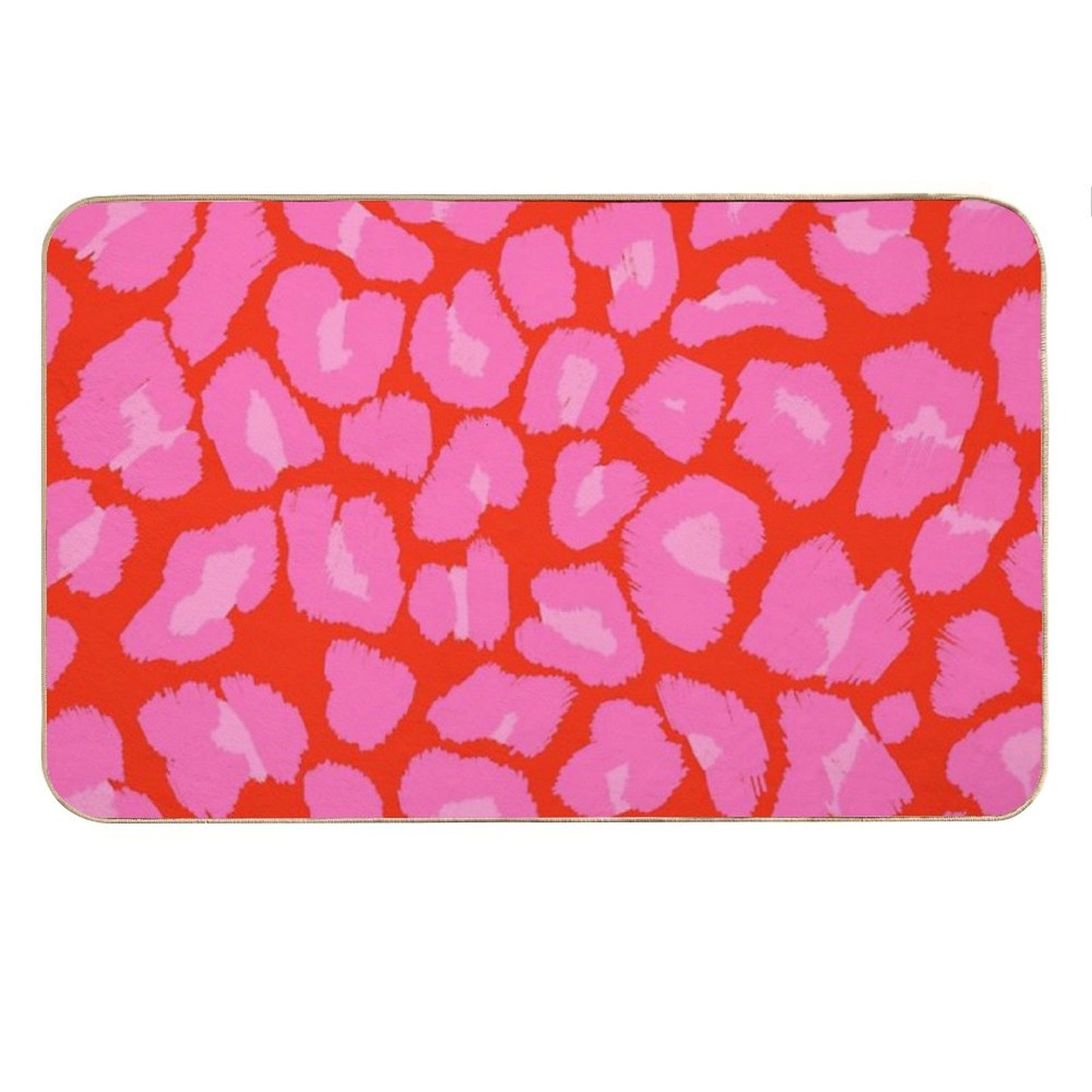 Textured Red And Pink Leopard Print Bath Mat