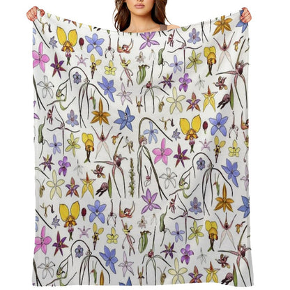 Australian Orchids Throw Blanket