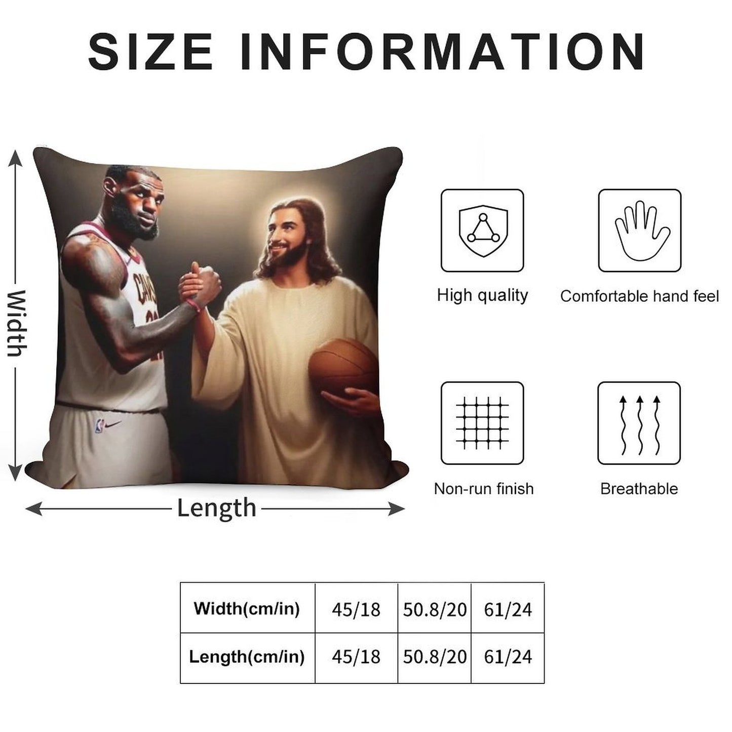 Lebron James + Jesus Soft Shrink-Resistant Throw Pillow
