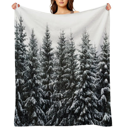 The White Bunch  Misty Moody Foggy Milky Winter Wonderland Forest With Cascadia Trees Covered In Magic Fog Throw Blanket