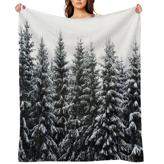 The White Bunch  Misty Moody Foggy Milky Winter Wonderland Forest With Cascadia Trees Covered In Magic Fog Throw Blanket