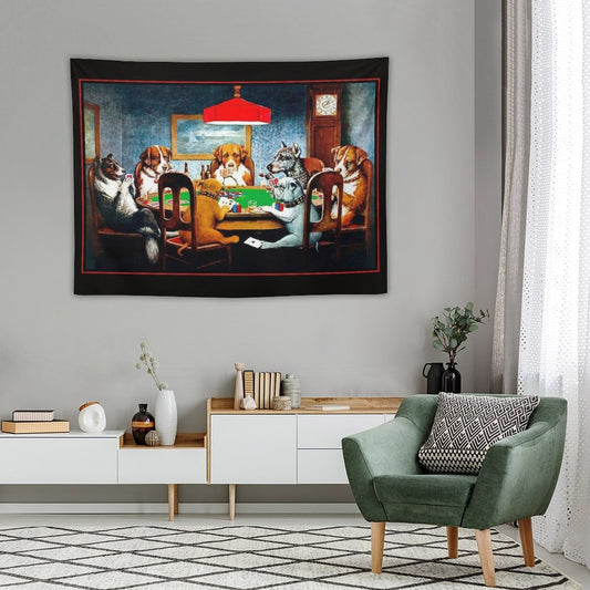 DOGS PLAYING POKER  Vintage C M Coolidge Print Tapestry