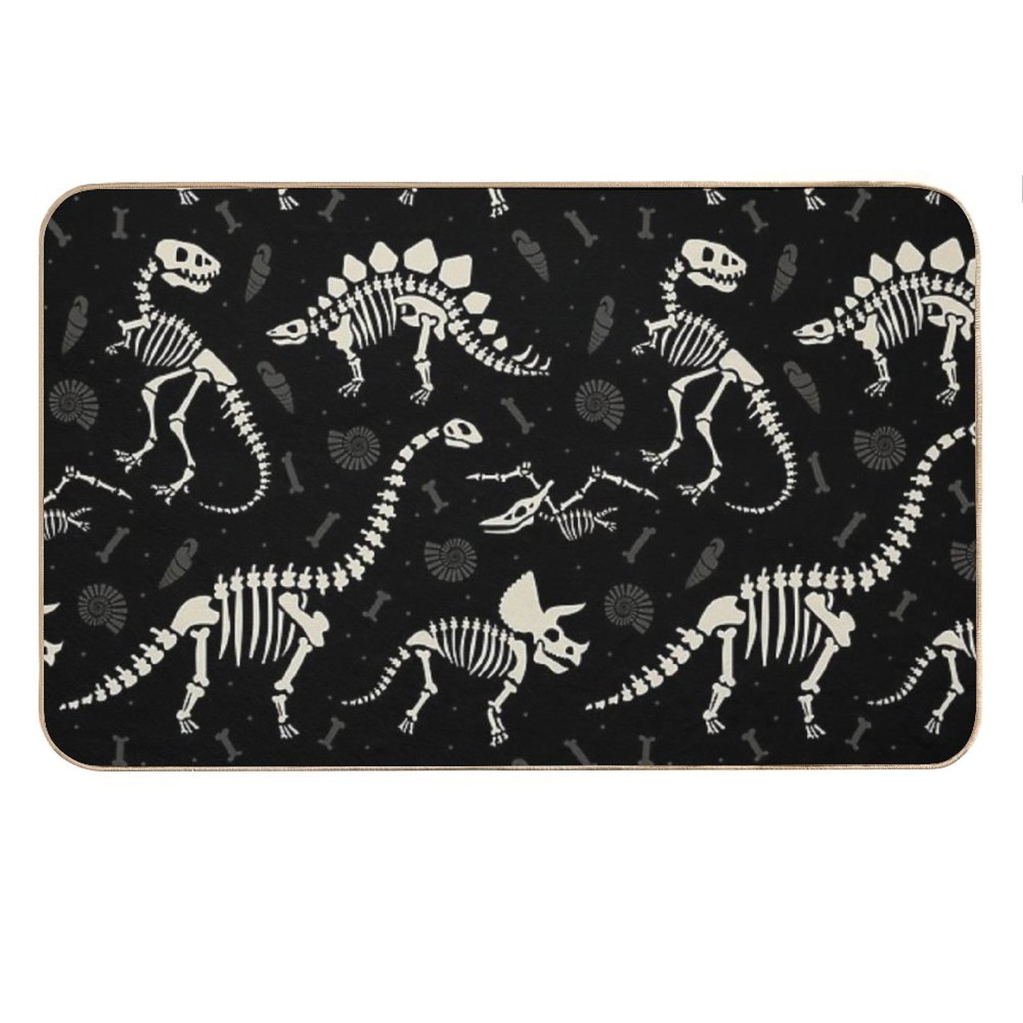 Dinosaur Fossils in Black Bath Mat