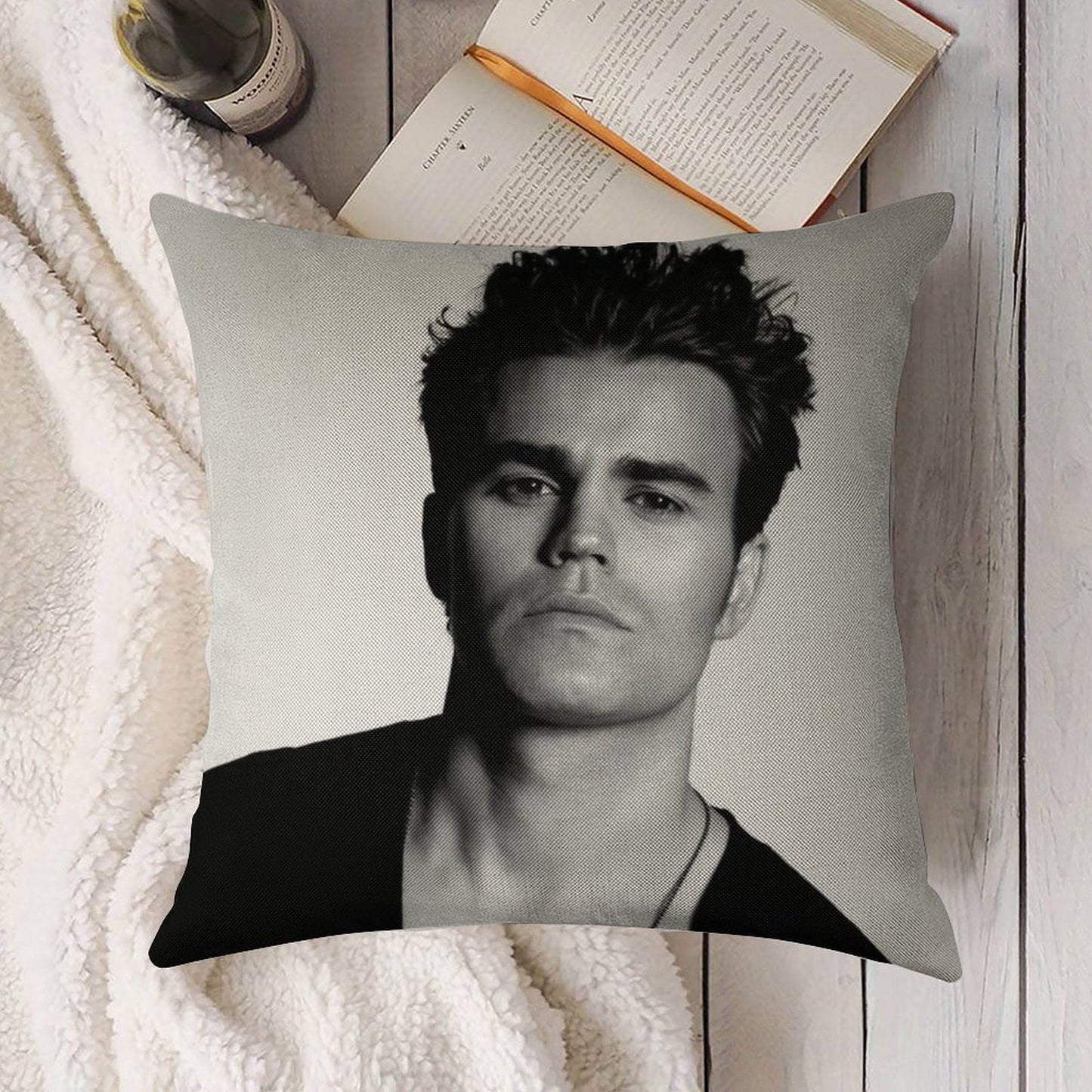 Paul Wesley Black And White Linen Throw Pillow Cover
