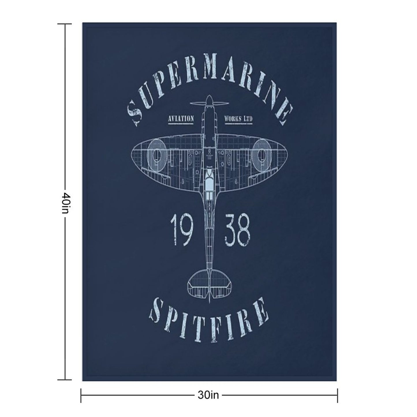 Spitfire Blueprint Throw Blanket