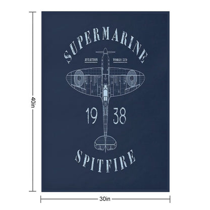 Spitfire Blueprint Throw Blanket