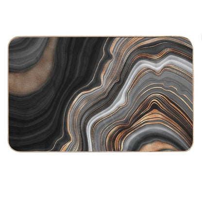 Elegant Black And Gray Faux Marble with Gold Veins Bath Mat