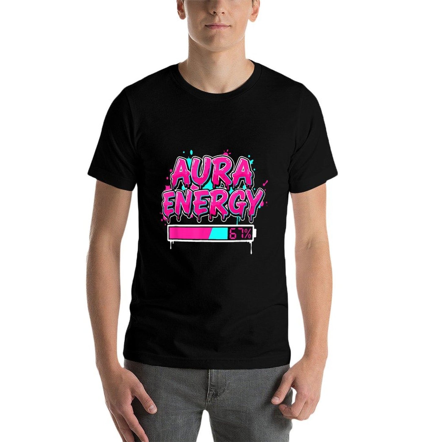 Aura Energy 67 Six Seven Drip Funny Gen Alpha  Rolled Sleeves T-Shirt
