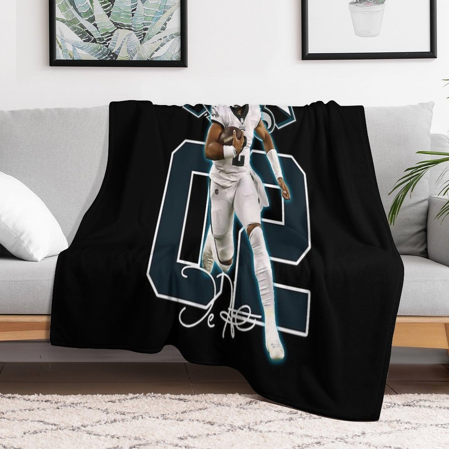 Jalen Hurts Football Signature Vintage Retro 80s 90s Rap Style Perfect Gift For Football Lovers Throw Blanket