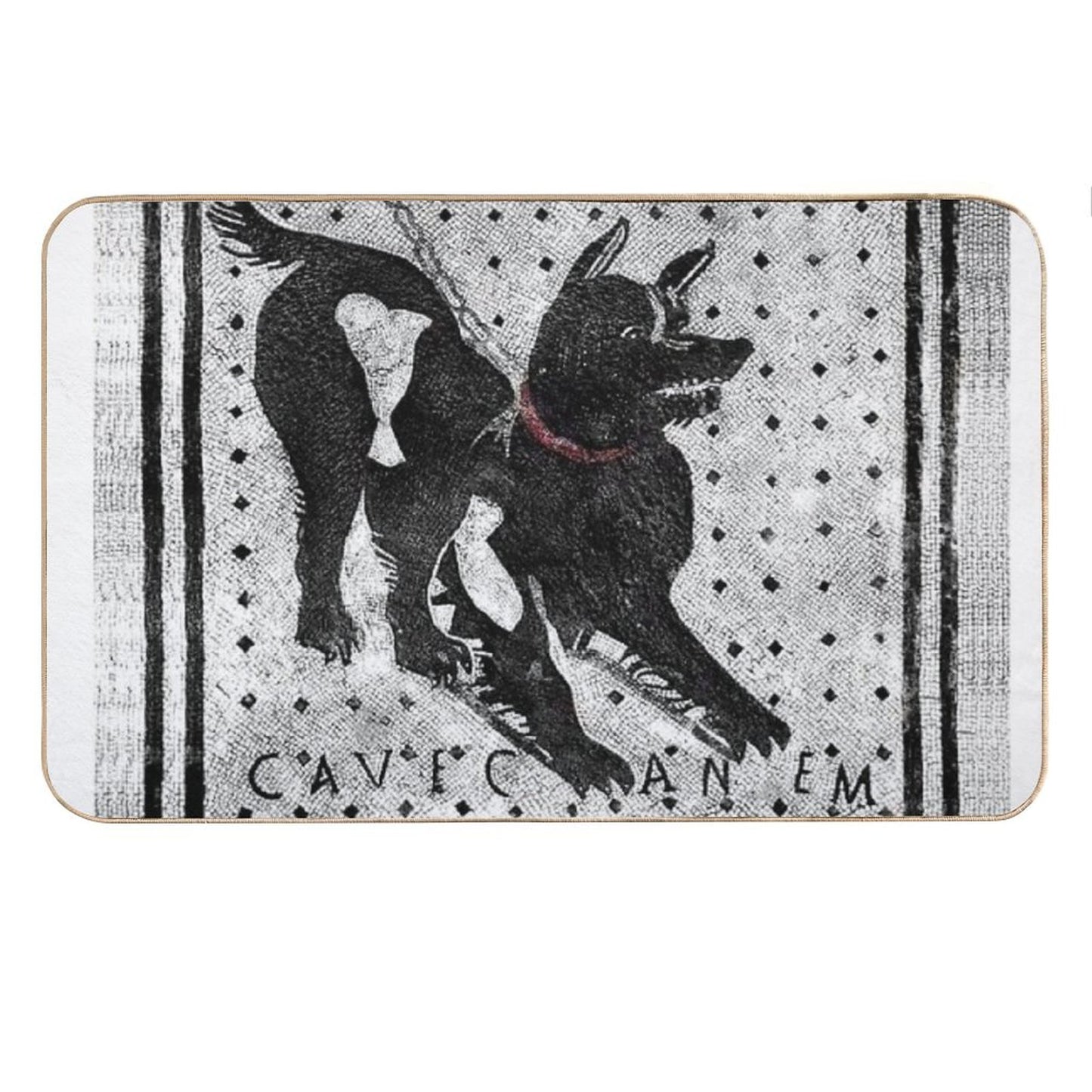 Cave Canem - Beware of Dog - Pompeii Latin Mosaic Bath Mat