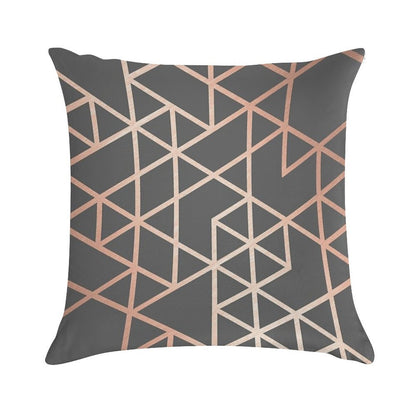 Rose Gold And Gray Geometric Pattern Soft Luxury Feel Throw Pillow