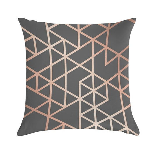 Rose Gold And Gray Geometric Pattern Soft Luxury Feel Throw Pillow