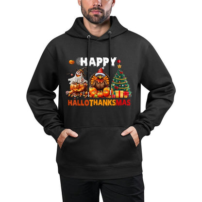 Hallothanksmas Funny Halloween Thanksgiving Christmas All-Day Comfort Hoodie