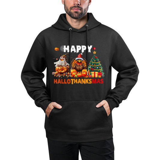 Hallothanksmas Funny Halloween Thanksgiving Christmas All-Day Comfort Hoodie