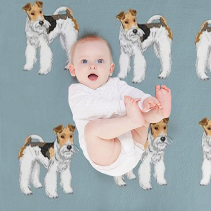 Retro Wire Haired Fox Terrier Design Throw Blanket